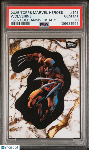2025 Topps Marvel Comic Book Heroes 1975 Gold Anniversary Wolverine #148 PSA 10