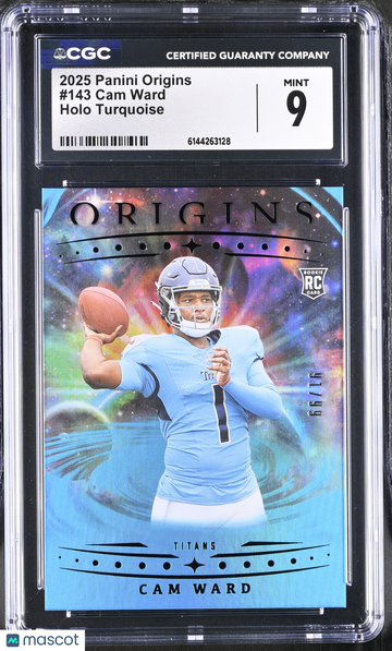 2025 Panini Origins Cam Ward #143 Holo Turquoise /99 CGC 9