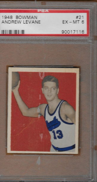 1948 Bowman 21 Andrew Fuzzy Levane Rookie Card RC Rochester Royals PSA 6 EX-MT Excellent Mint