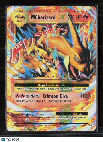 Pokemon Trading Card 2016 Evolutions M Charizard EX Holo Ultra Rare FA 13/108