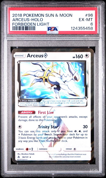 2018 Pokemon Sun and Moon Forbidden Light Holo Arceus #96 PSA 6