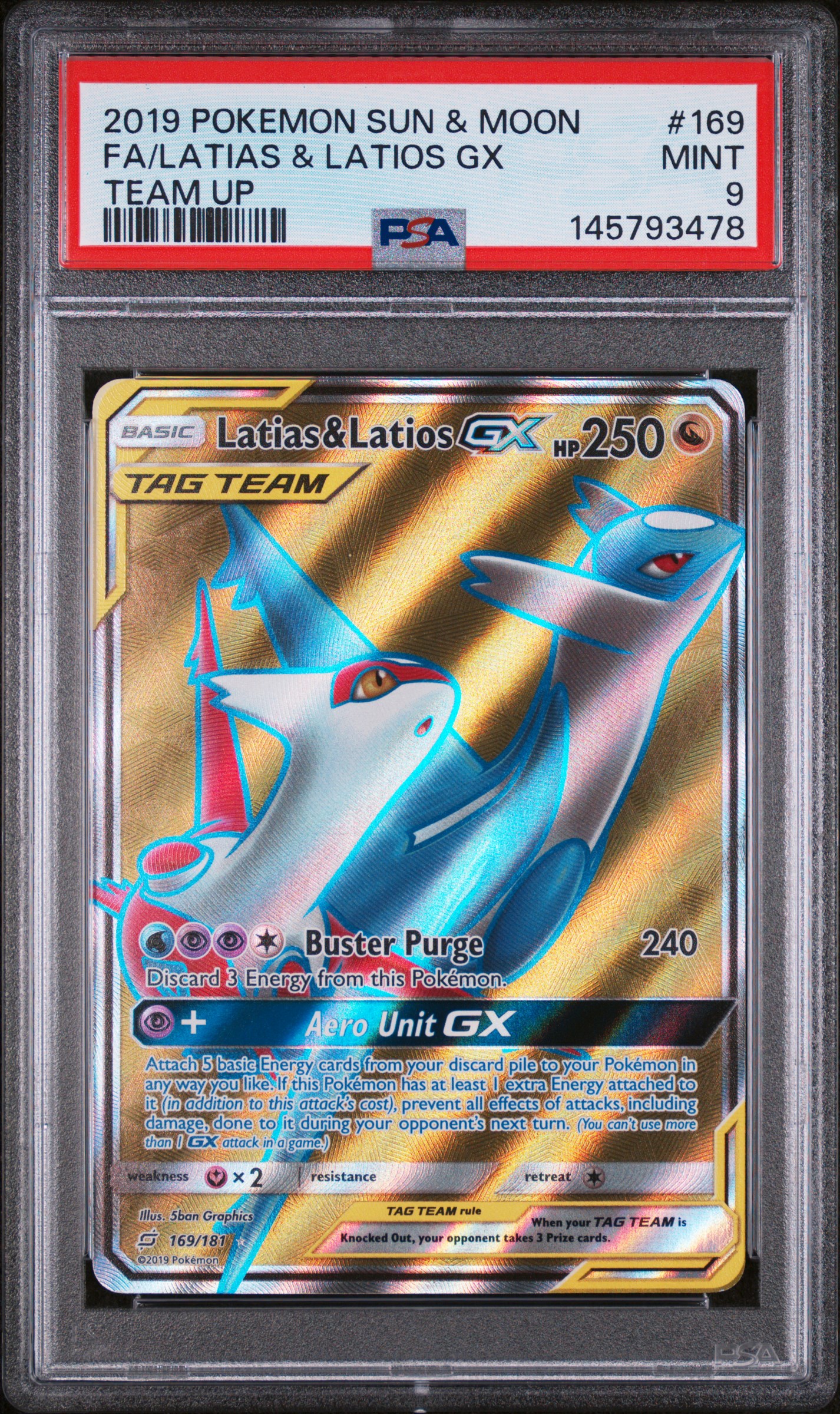 2019 Pokemon Sun & Moon Team Up Latias & Latios GX Holo Japanese Fa Team Up PSA 9 #169