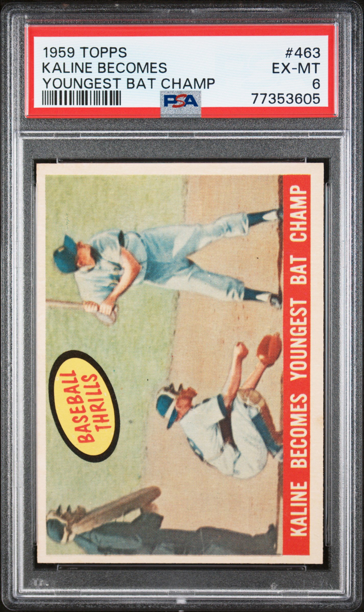 1959 Topps #463 AL Kaline Becomes Youngest Bat Champ PSA 6 NEW LABEL VINTAGE
