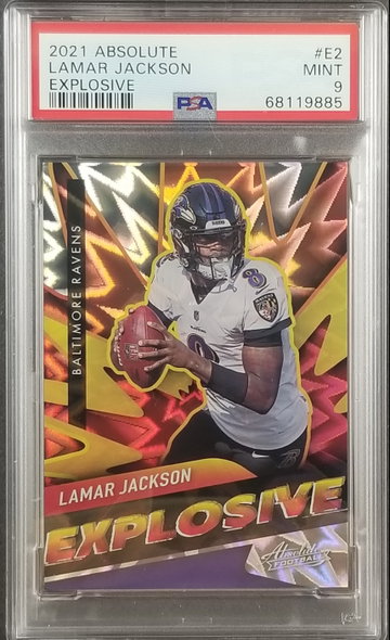 Lamar Jackson 2021 Absolute - Explosive (Case Hit) PSA 9 MINT