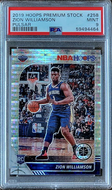2019 ZION WILLIAMSON Hoops Premium Stock Silver Pulsar Prizm PSA 9 Rookie #258