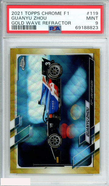 2021 TOPPS CHROME F1 GUANYU ZHOU #119 GOLD WAVE REF 40 OF 50 F2 RC PSA 9 MINT