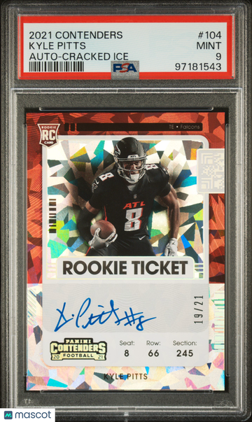 2021 Panini Contenders Kyle Pitts #104 Auto Cracked Ice PSA 9
