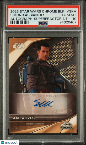 2023 Topps Star Wars Chrome Black Autographs Simon Kassianides #SKA PSA 10