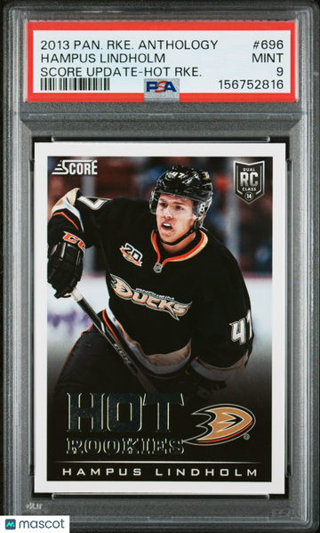 2013-14 Panini Rookie Anthology Score Update Hampus Lindholm #696 Hot Rookie PSA 9
