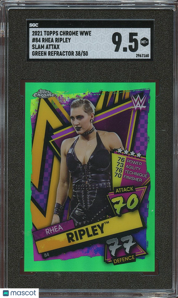 2021 Topps Chrome Wwe Slam Attax Rhea Ripley #84 Green Refractor 50 SGC 9.5