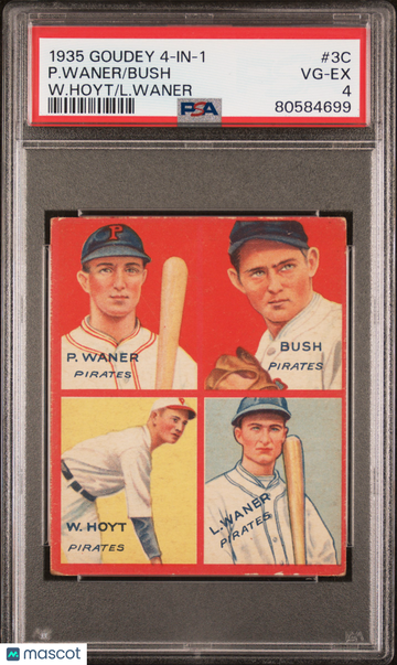 1935 Goudey 4-In-1 Bush P. Waner #3C W. Hoyt L. Waner PSA 4