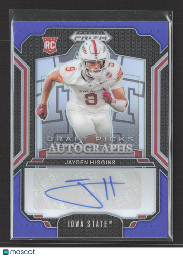 2025 Panini Prizm Draft Picks Jayden Higgins #DPA-JHS Purple 082/249 RC Auto