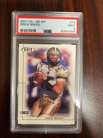This listing has ended. DREW BREES 2001 SA-GE Hit #15 RC Rookie Card PSA 9 MINT Chargers Saints