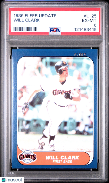 1986 Fleer Update Will Clark #U-25 PSA 6