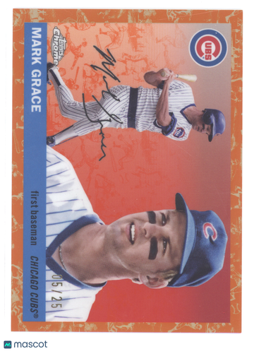 2025 Topps Chrome Platinum Mark Grace #383 Platinum Toile White/Orange Refractor /25