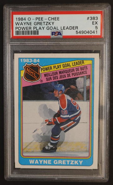 1984 O-Pee-Chee Power Play Goal Leader Wayne Gretzky #383 PSA 5