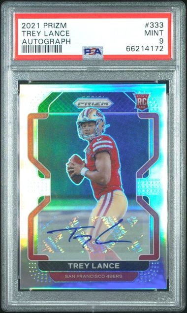 2021 Panini Prizm TREY LANCE Silver Prizm Rookie Auto RC - PSA 9 Mint 49ers