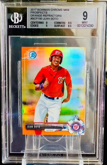 2017 Juan Soto Orange Refractor /25 BGS 9 Mini POP 1