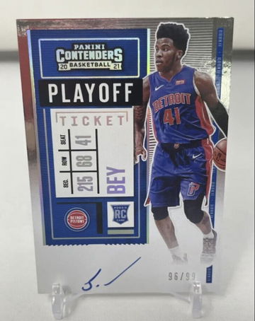 Saddiq Bey 2020-21 Contenders Playoff rc Auto Autograph Detroit Pistons #