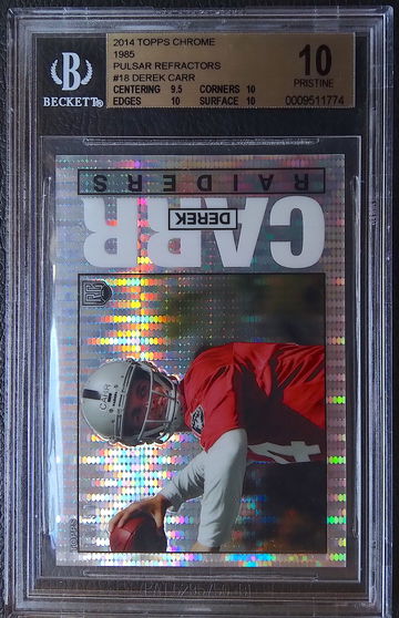 DEREK CARR 2014 TOPPS CHROME 1985 PULSAR REFRACTOR /50 BGS 10 PRISTINE