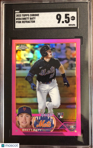 2023 Topps Chrome #204 BRETT BATY Pink Refractor Rookie RC - SGC 9.5 NY Mets