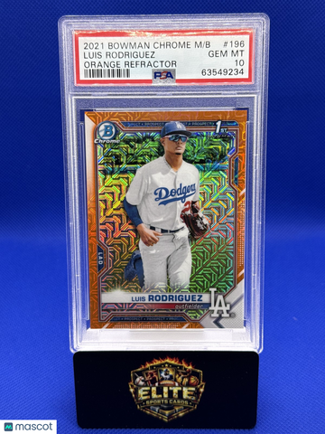 2021 Bowman Chrome Luis Rodriguez #BCP-196 Prospects Mojo Refractor Orange SN PSA 10