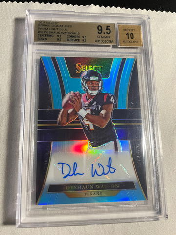 Deshaun Watson 2017 Select Signatures Prizm Light Blue Auto BGS 9.5/10 