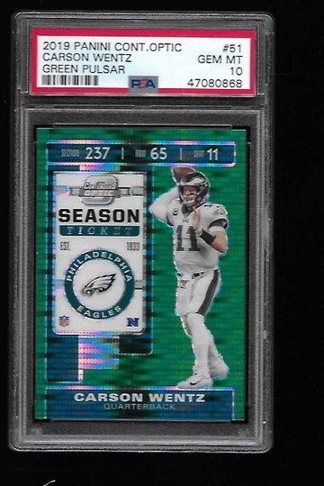 2019 OPTIC CONTENDERS CARSON WENTZ GREEN PULSAR