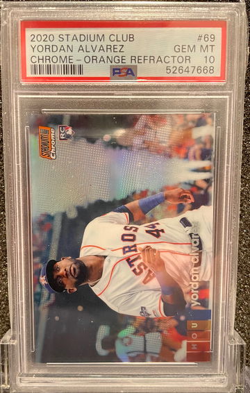 2020 Stadium Club Chrome Yordan Alvarez #69 orange refractor #6/99 PSA 10