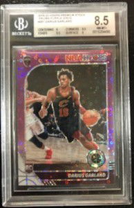 2019-20 Hoops Premium Stock Darius Garland Purple Discos Prizm Rookie Card #25 BGS 8.5