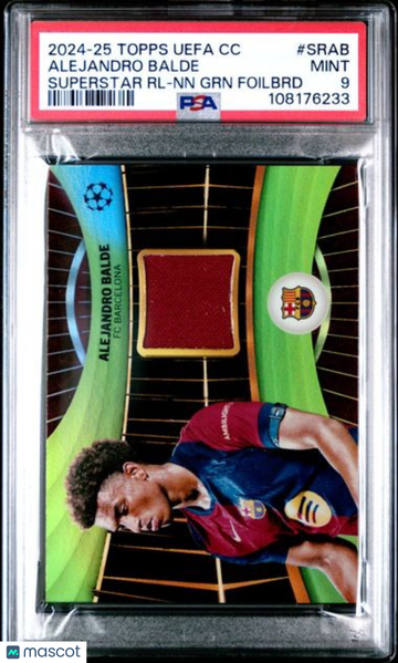 2024-25 Topps UEFA Club Competitions Topps Superstar Relics Alejandro Balde #SRAB RL NN GRN Foilbrd PSA 9