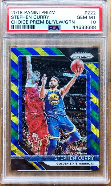 STEPH CURRY 2018-19 Prizm Choice Blue/Yellow/Green PSA 10