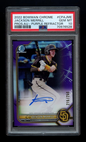 Jackson Merrill 2022 Bowman Chrome Purple Auto RC /250