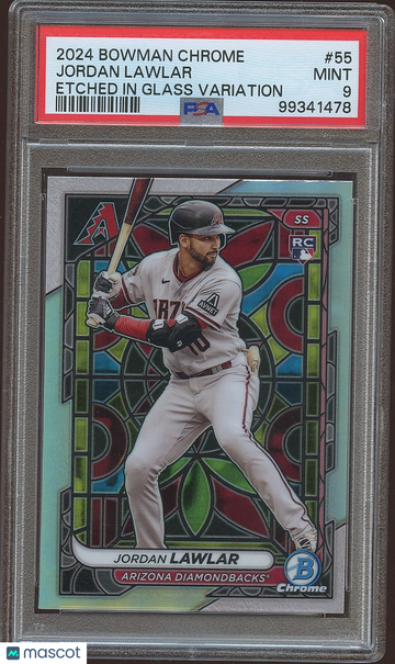 2024 Bowman Chrome Jordan Lawlar #55 Etched in Glass Variation Parallel/Variety Rookie Base Set PSA 9