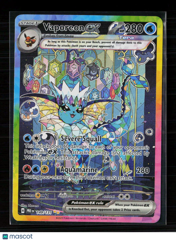 Pokemon 2025 Prismatic Evolutions Vaporeon EX SAR #149/131