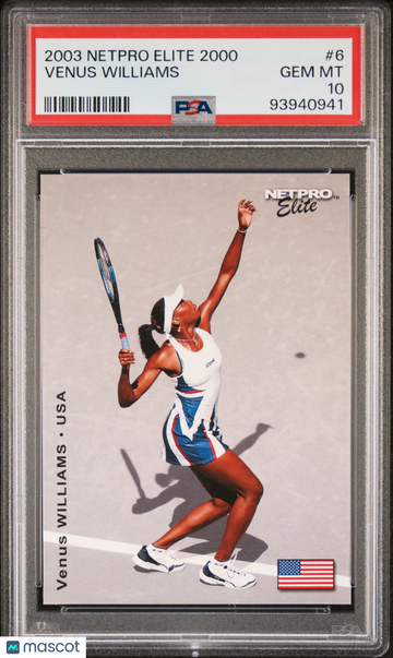 2003 Netpro Elite 2000 Venus Williams #6 Rookie PSA 10