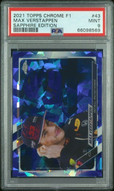 2021 TOPPS CHROME FORMULA 1 F1 SAPPHIRE #43 MAX VERSTAPPEN PSA 9 MINT