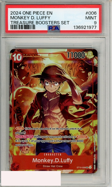 2024 ONE PIECE PROMOS MONKEY D  LUFFY #006 TREASURE BOOSTERS SET PSA 9 MINT