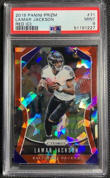 2019 Panini Prizm Red Ice #71 Lamar Jackson Baltimore Ravens PSA 9 Mint MVP