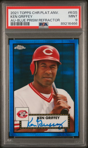 2021 Topps Chrome Platinum Anniversary Autographs Blue Prism Refractor Ken Griffey #KGS /99 PSA 9