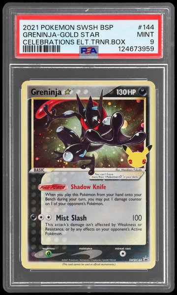 2021 Pokemon Sword And Shield Black Star Celebrations Greninja Gold Star Elite Trainer Box PSA 9