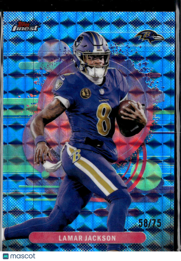 Lamar Jackson 2025 Topps Finest Blue X-Fractor /75 Baltimore Ravens