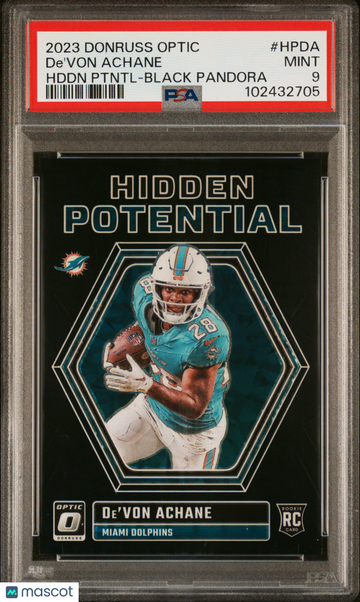 2023 Panini Donruss Optic Hidden Potential De'von Achane #HPDA Hddn Ptntl Black Pandora PSA 9