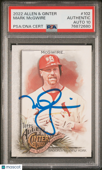 2022 Topps Allen & Ginter Mark Mcgwire #102 PSA A Auto 10