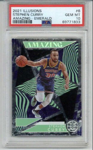 2021 PANINI ILLUSIONS AMAZING EMERALD #7 STEPHEN CURRY WARRIORS PSA 10