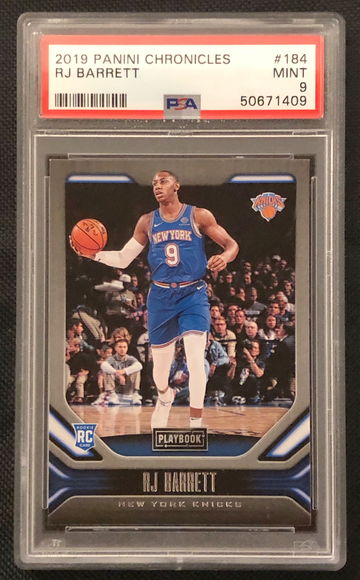2019-20 Chronicles RJ Barrett Playbook Rookie Card RC #184 PSA 9 Knicks Y347