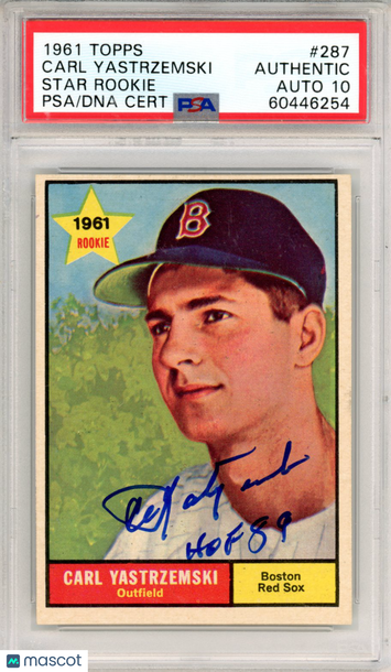 1961 Topps Carl Yastrzemski #287 Star Rookie PSA A Auto 10