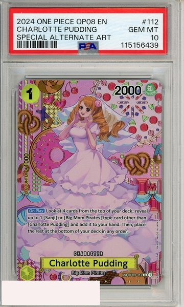 2024 ONE PIECE OP08-TWO LEGENDS CHARLOTTE PUDDING #112 SPECIAL ALT ART PSA 10