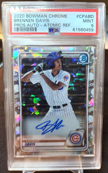 2020 Bowman Chrome Brennen Davis Atomic Refractor Auto /100 Mint PSA 9 Cubs