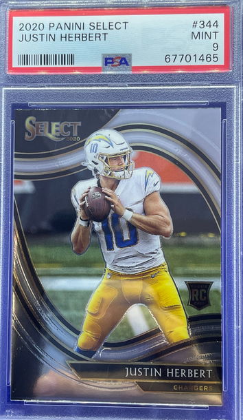 2020 Panini Select JUSTIN HERBERT #344 RC Rookie FIELD LEVEL PSA 9 MINT